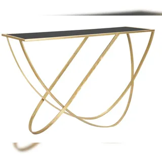 Mauro Ferretti Ring Glam Konsolentisch in Schwarz und Gold - Dekorativer Tisch aus Eisen, MDF und Glas, 120 x 40 x 79 cm - Style Collection Parent SKU 940
