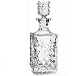 Newport Karaffe JFK; Dekanter / Whiskykaraffe mit Stopfen Deckel; Aus bleifreiem Kristallglas mit dekorativem Kristall Relief; Für 750 ml