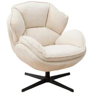 WAHSON OFFICE CHAIRS Loungesessel Moderner, gepolsterter Chenille/PU-Loungesessel, drehbar,mit Armlehnen weiß