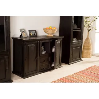 Kolonialstil Sideboard Kommode - schwarz-braun lackiert - wengefarben - Massivholz - mexikanisch
