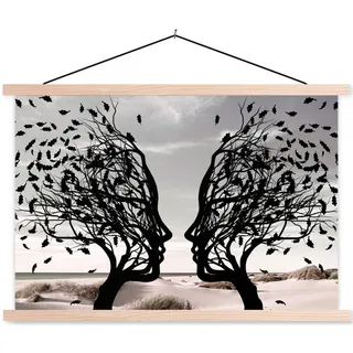 onlywow Poster mit Leiste Gesichtsbaum | Gr.: 90 x 60 cm