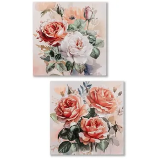 formano Wanddekoobjekt Leinwandbilder, Aquarell-Optik, Mehrfarbig, Blumen, H: 60cm