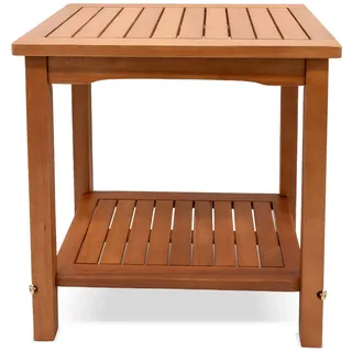 Eukalyptus Beistelltisch geölt - 50x35 cm / 2 Ablagen - Holz Garten Tisch klein