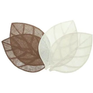 Home-trends24.de Platzset Platzmatte Blatt 4er Set Jute Braun Weiß Tischset Herbstdeko, (4-St) weiß