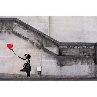 Banksy Girl with rot Balloon There is Always Hope Graffiti Poster Plakat Maßnahmen 59cm von 42cm