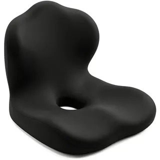 Sitzkissen Orthopädisch Bürostuhl mit Rückenkissen, Ergonomische Steißbeinkissen mit Rückenlehne Lordosenstütze aus Memory Foam für Bürostuhl, Auto, Gaming, Entlastung für Ischias & Rücken (Schwarz)