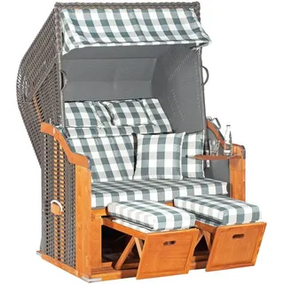 SunnySmart Strandkorb Rustikal 255 Plus, BxTxH: 125x90x160 cm, Halblieger, Ostsee-Modell, 2-Sitzer, komplett montiert, Oberkorb in einem Stück geflochten grau