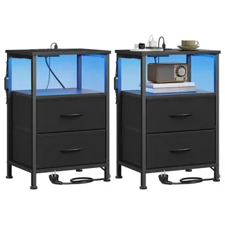 Songmics Nachtschrank mit LED-Beleuchtung 2-teilig 2 x 40 x 40 x 50 cm Schwarz