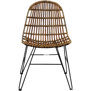 SIT Möbel Stuhl  Rattan ungeschält | L 50 x B 60 x H 84,5 cm | natur / schwarz | 05324-04 | Serie RATTAN