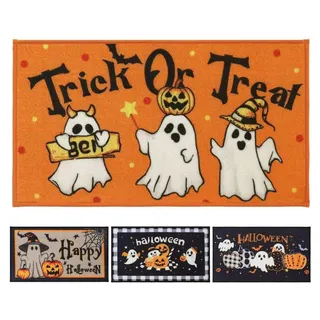 Fußmatte Halloween Deko Innen 43 x 76 cm Waschbar Oranger Geist
