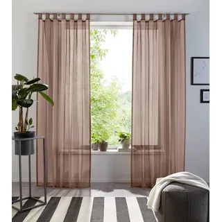 my home Gardine XANA mit Ösen, Kräuselband oder Schlaufen, Schlaufen (1 St), halbtransparent, Voile beige 140 cm x 225 cm