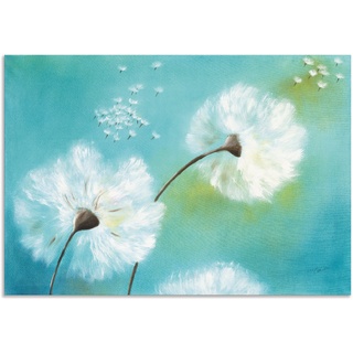 Wandbild ARTLAND "Pusteblumen" Bilder Gr. B/H: 100 cm x 70 cm, Alu-Dibond-Druck Blumen, 1 St., blau Kunstdrucke