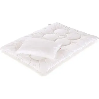 Paradies Kinderbettdecke Set 100x135 cm + 40x60 cm "Prima Bio" mit Kinderkissen kleine Decke Faser - Weiß