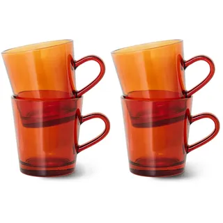 HKliving - 70's Kaffeebecher 200 ml, amber brown (4er-Set)