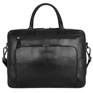 Marc Peter® Hamilton Schwarz Businesstasche Herren Leder 15,6 Zoll | Leder Laptoptasche | Groß Aktentasche Umhängetasche aus Vintage Rindsleder - Mittelgroß
