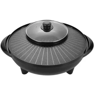 Elektrischer Grill Und Hot Pot 2 In 1 Tragbares Küchengerät Rund Multifunktionaler Koreanischer Grill Für Familie Indoor Picknick Camping Outdoor[ch]