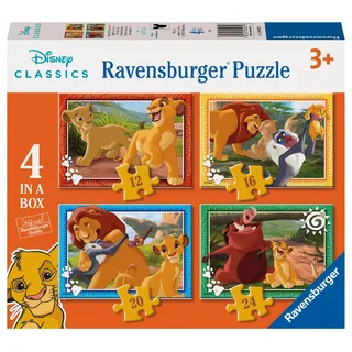 Ravensburger — 3 Jahre altes 4-Puzzle in Einer Box, Der König der Löwen — 3-Jahres-Puzzle, Disney-Kollektion, beinhaltet 4 Puzzles 12-16-20-24 Progressive Teile, Lernspiele, Geschenkideen