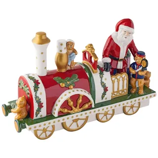 Villeroy & Boch - Christmas Toy's Lokomotive Bunt, Weihnachten, Weihnachtsdekoration für Innen, Figur für Tisch, Regal und Fensterbank, Dekofigur, Winterdekoration, Porzellan