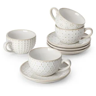 Kaffeetassen Set mit Untertasse 8 tlg, Kaffeetassen und Untertassen 4 Persone...