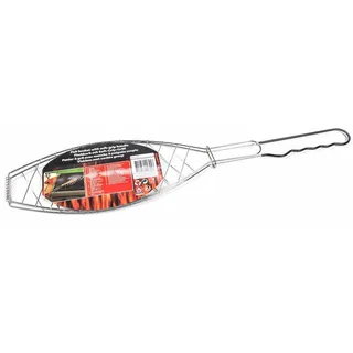 Grill Fischbräter Fischgriller Grillwender Grillkorb Fisch Grillhalter 13x32cm