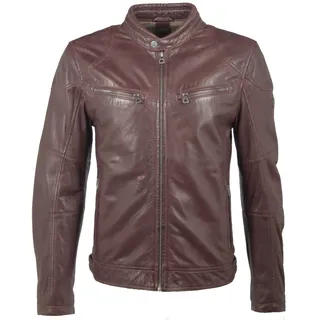 Gipsy Herren Lederjacke Übergangsjacke Malik Schwarz Stehkragen Echtes Leder Gr. S - 3XL (M, Dunkelrot) - M