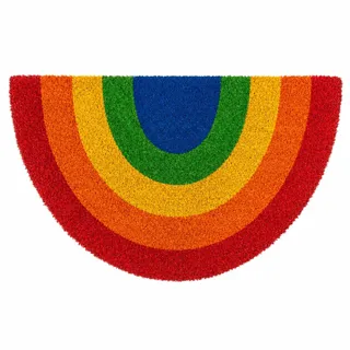 ReWu Fußmatte Schmutzfangmatte Pride Regenbogen Halbrund aus Kokosfasern 60 x 40 cm Farbenfroh LGBTQ+