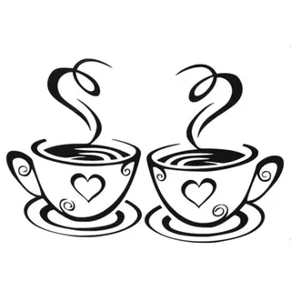 Wandtattoo Doppel Kaffee Teetassen Wandaufkleber Wandtattoos Küche Wanddeko Kaffee Wandsticker Wandaufkleber für Glasfenster Café Esszimmer Und Restaurant