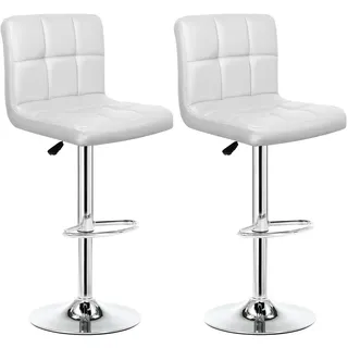 Intimate WM Heart Barhocker, 2er Set, Barstuhl, Küchenstühle mit Rückenlehne und Fußstütze, höhenverstellbar Tresenhocker, Moderner Drehhocker mit Gepolsterten Sitzkissen (Weiß)