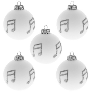 mugesh Weihnachtsbaumkugel 5er-Set Weihnachtskugeln Note weiß, für Musiker weiß