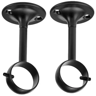 Amazon Basics Gardinenstangen Deckenhalterung Metall, Vorhangstange Deckenbefestigung für Stangen bis 25 mm, 2er-Set, Schwarz
