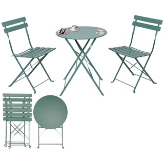 Albatros International Balkonset Albatros Bistroset 3-teilig Grün – Bistrotisch mit 2 Stühlen, (optimal als Balkonmöbel Set oder Gartenmöbel in modernem Design, Grün), klappbare Stühle und Tisch aus robustem Metall grün