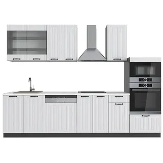 Vicco Küchenzeile Fame-Line 300 cm Weiß Landhaus/Anthrazit