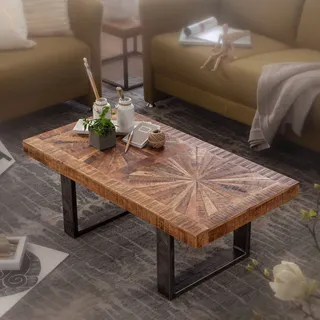 FineBuy Couchtisch Mango Braun Massivholz 105 x 40 x 55 cm