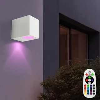 V-Tac Außenleuchte Aluminium Glas B 6,8 x H 8,0 x T 9,2 cm 1x RGB LED 3,5W warmweiß weiß