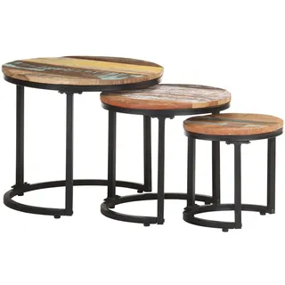 vidaXL Beistelltisch 3-TLG. Industriestil Couchtisch Satztisch Kaffeetisch Sofatisch Wohnzimmertisch Teetisch Tisch Recyceltes Massivholz