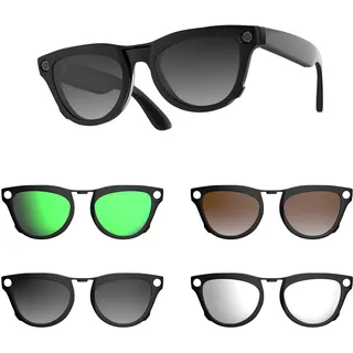 HiBloks Polarisierter Clip-on für Ray-Ban Meta Skyler (RW4010 52-20) Zubehör, Verfärbungsclips Kompatibel mit Ray-Ban Meta Smart Glasses, Schützender Modischer Brillenclip (Braun+Grün+Silber+Grau) - Einheitsgröße