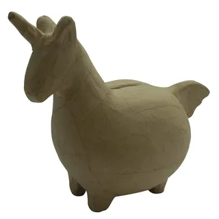 Décopatch AC840C - Spardose aus Pappmaché, Einhorn 19,5x10x15,5cm, Öffnungssystem auf der Unterseite, 1 Stück