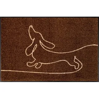 wash+dry FUßMATTE Daydreamer, Braun, Textil, Hund, rechteckig, 50x75 cm, Oeko-Tex® Standard 100, schmutzabweisend, für Fußbodenheizung geeignet, rutschhemmend, pflegeleicht, Teppiche & Böden, Fuß & Stufenmatten, Fußmatten und Schmutzfangmatten