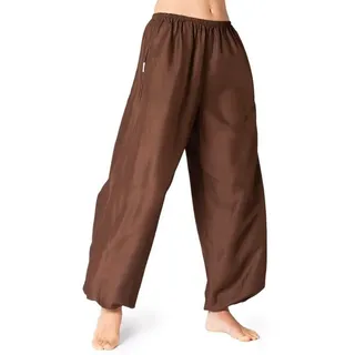 PANASIAM Haremshose Haremshose einfarbig aus feiner Viskose bequeme Muckhose Relaxhose Unisex für Damen und Herren leichte Sommerhose Freizeithose Pumphose braun L