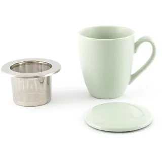 Hanseküche Teetasse mit Deckel und Sieb – XXL Teebecher – Große Tee Tasse Keramik – Jumbotasse – Tasse mit Deckel, Keramik, Teefilter, Teesieb, Groß (Mint, 600 ml)
