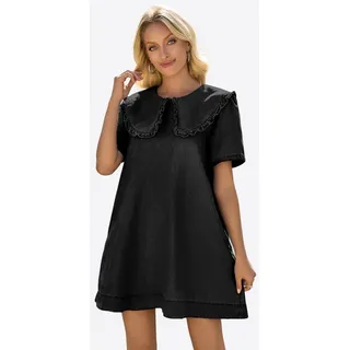 Imily Bela Minikleid Damen Fließende Babydoll Jeanskleider (Packung, 1-tlg., 1per-Pack) einfarbig schwarz L(40)