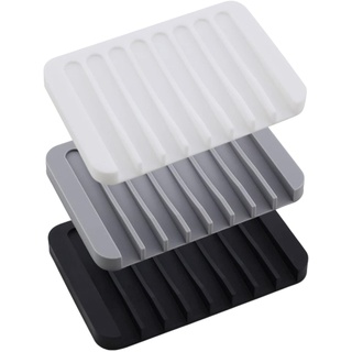 3 Stück Seifenschale Silikon Seifenschalen Mit Ablauf Anti Rutsch Design Seifenschale Kreative Seifenhalter Verwendung Als Seifenhalter für Badezimmer und Küchenarbeitsplatten(Schwarz Weiß Grau)