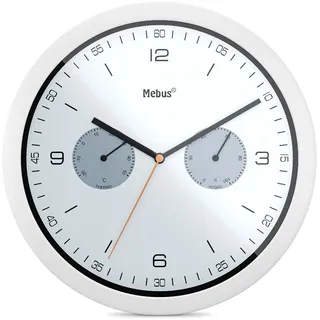 MEBUS Quarz-Wanduhr 26,5 cm 16101 weiß