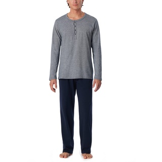 Schiesser Herren Schlafanzug lang Pyjamaset, Blau 800, 56