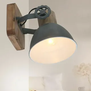 Retro Wand Strahler grau Wohn Zimmer Beleuchtung Eichenholz Spot Lampe beweglich