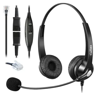 RJ45 Telefon Headset mit Mikrofon Noise Cancelling & Quick Disconnect Kabel, Festnetztelefon Kopfhörer Kompatibel mit Siemens Unify OpenStage 30 40 60 80 OpenScape, Mitel/Aastra 5370 6773 Telefone
