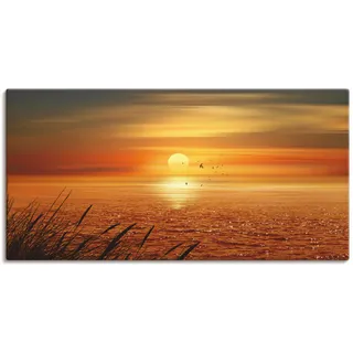 Wandbild ARTLAND "Sonnenuntergang über dem Meer" Bilder Gr. B/H: 150 cm x 75 cm, Leinwandbild Sonnenaufgang & -untergang, 1 St., orange Kunstdrucke als Leinwandbild, Poster, Wandaufkleber in verschied. Größen