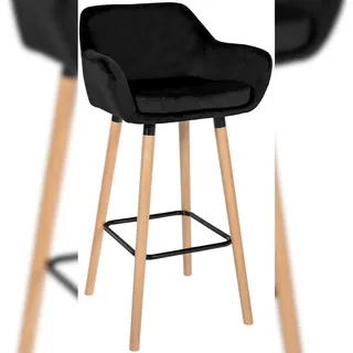 CLP Barhocker Grant gepolstert Holz bis 150 kg belastbar 1er Samt Schwarz