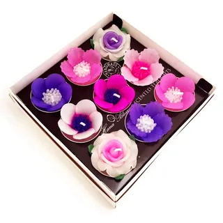 9 verschiedene Big Pink Violett Blume Duft Teelichter