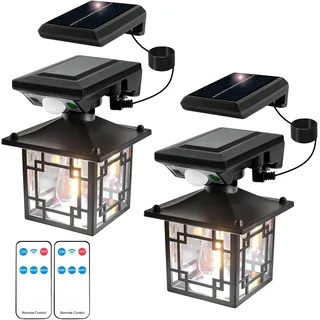 Vintage Solar Wandleuchte Außen, 2er Pack, Solar Bewegungsmelder Außenleuchte, Ip65 Wasserdichte Gartenleuchte, Leistungsstarke Außenwandlampe (teilbar)